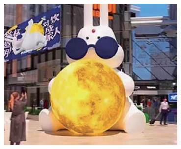 Inflatable Space Rabbit Holding the Moon | Custom Inflatable Manufacturer & Supplier | BTCOOPS